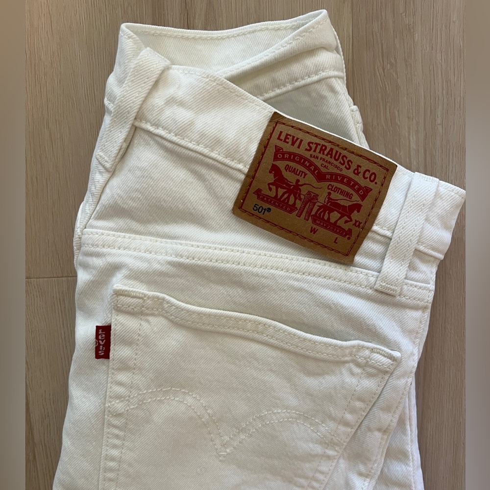 Levi’s 501 white denim jeans